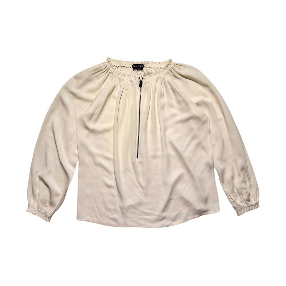 Zip front silk blouse
